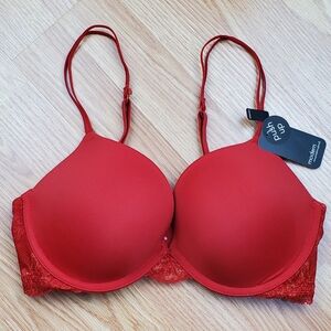 NWT Modern Movement lace wing push up underwire bra savvy red romantic classic
